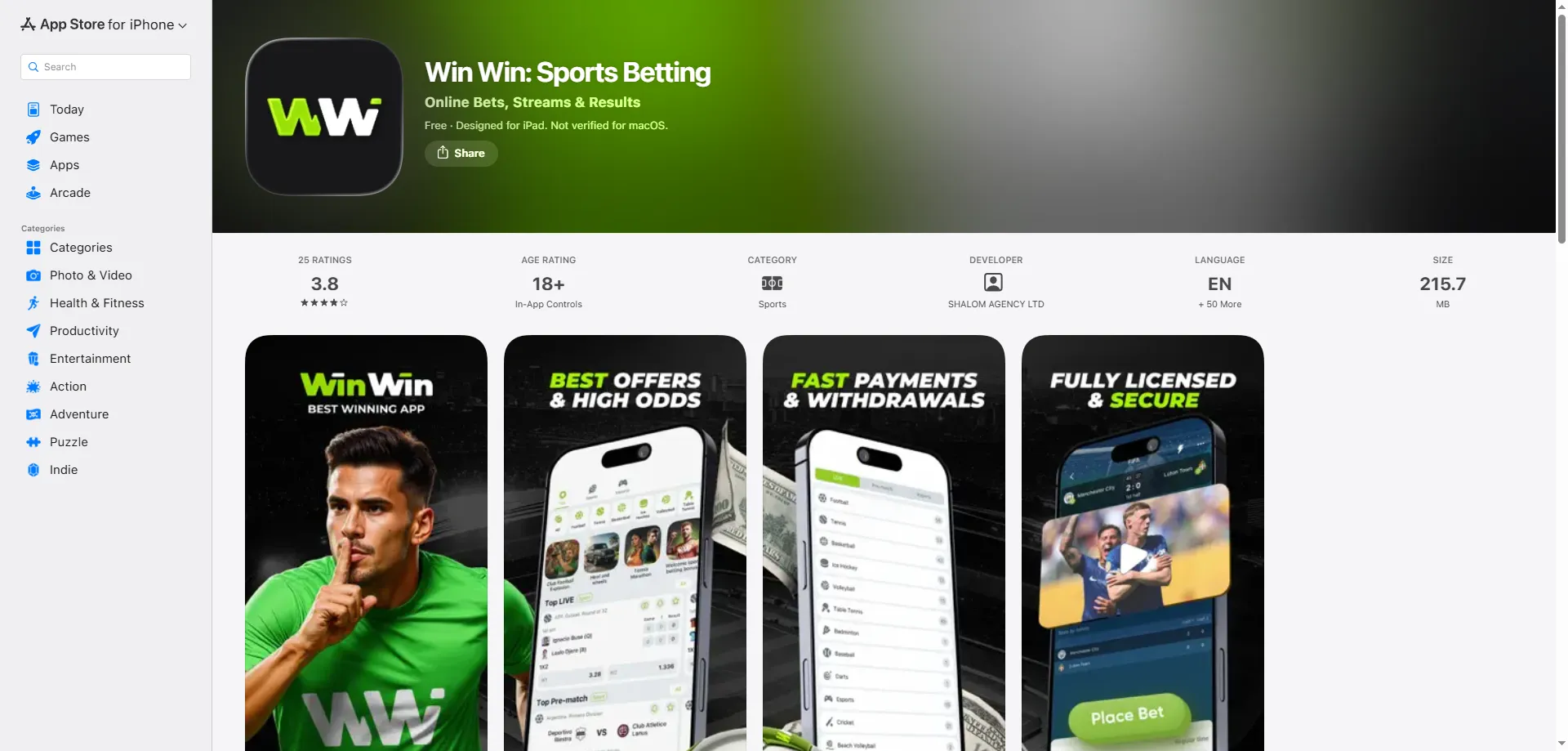 Application mobile WinWin Bet &mdash; t&eacute;l&eacute;charger APK Android ou PWA iOS