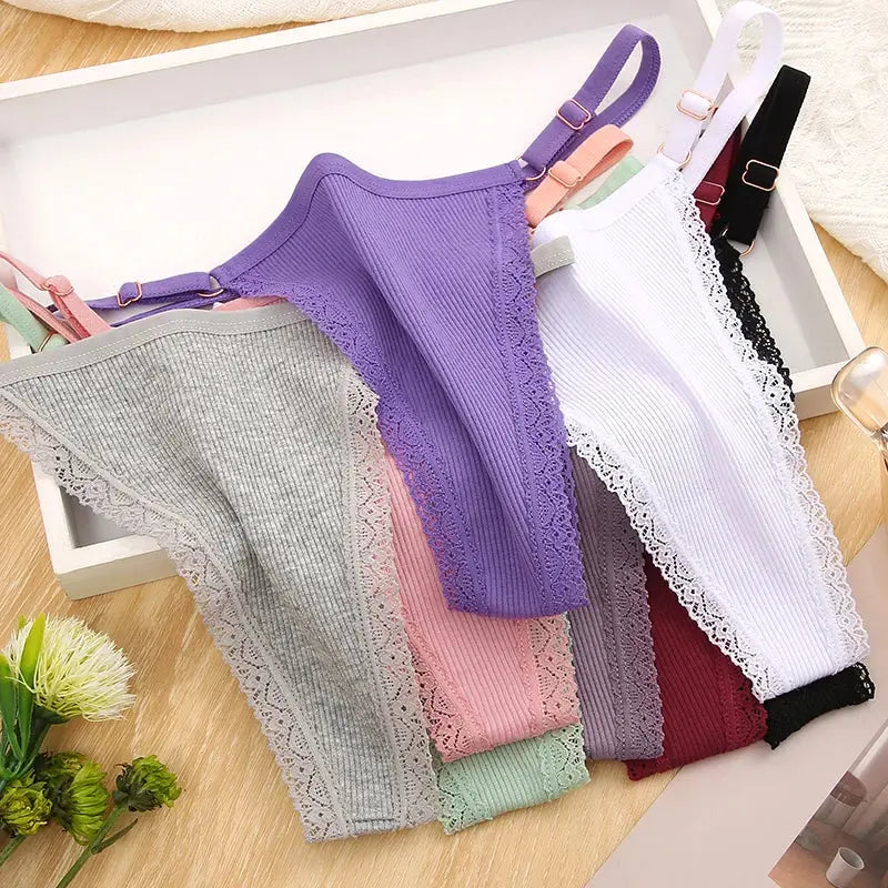 Lot de 10 strings sexy en coton pour femme avec dentelle