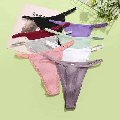 Lot de 10 strings sexy en coton pour femme avec dentelle