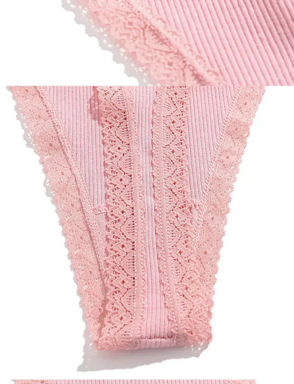 Lot de 10 strings sexy en coton pour femme avec dentelle