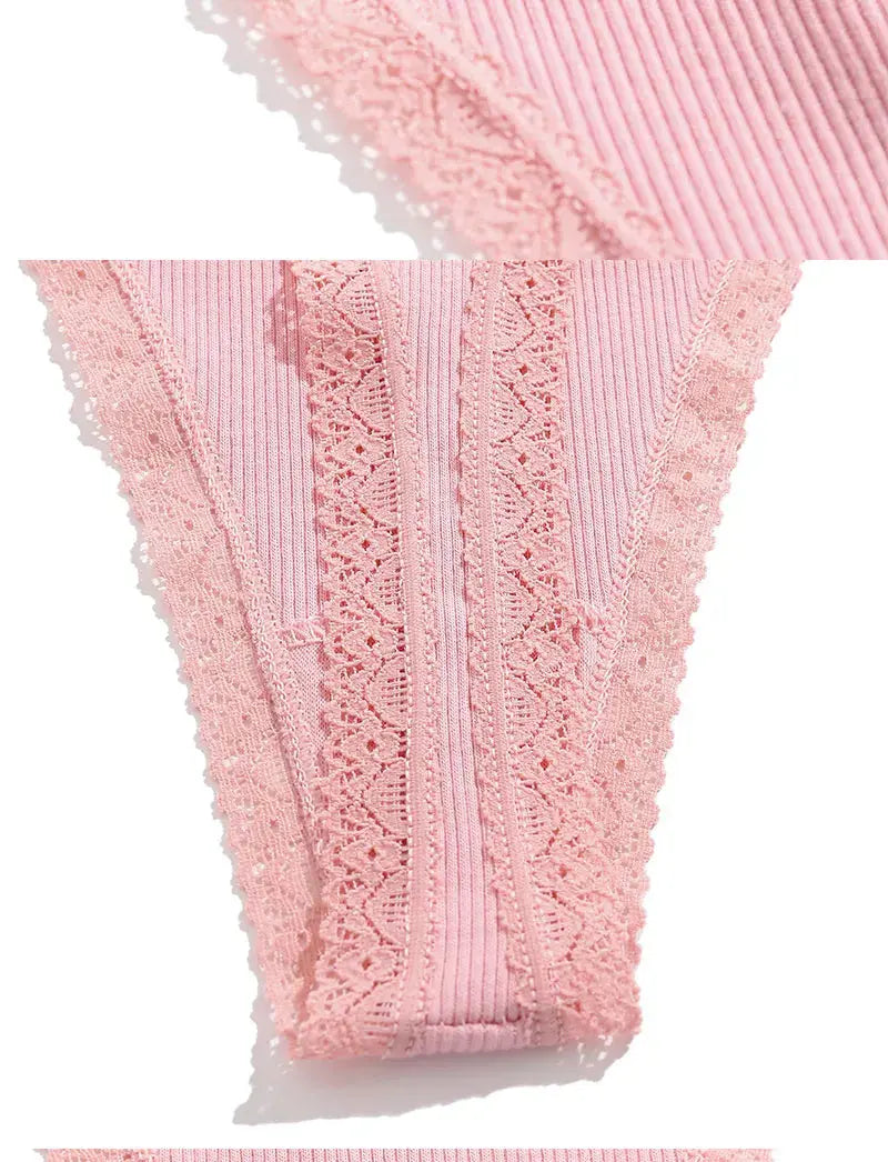 Lot de 10 strings sexy en coton pour femme avec dentelle