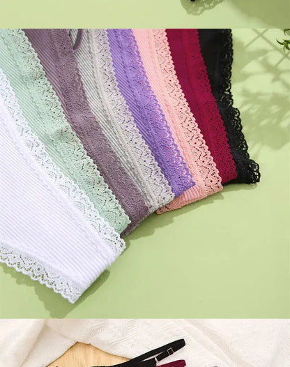 Lot de 10 strings sexy en coton pour femme avec dentelle