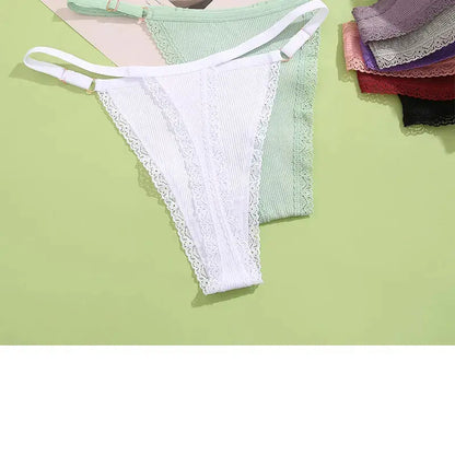 Lot de 10 strings sexy en coton pour femme avec dentelle