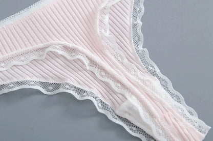 Lot de 5 string en coton pour femmes couleur unie taille basse