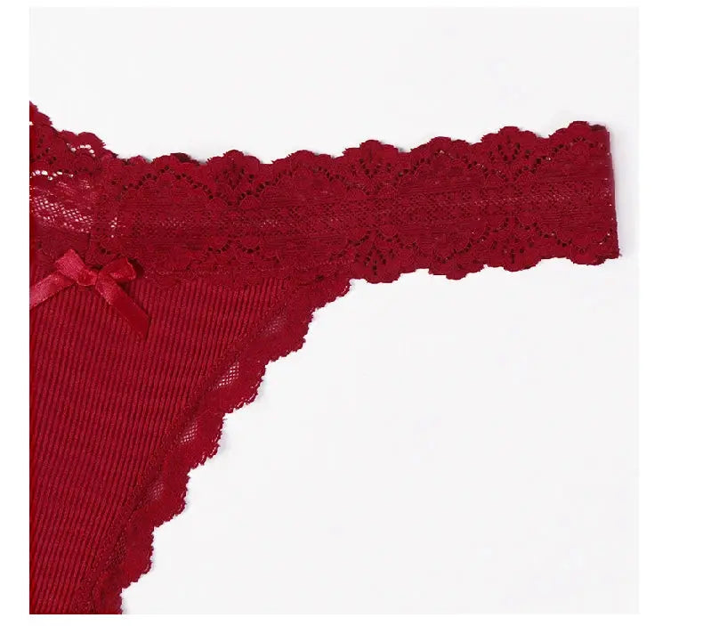 Lot de 6 culottes florales en dentelle pour femmes taille basse