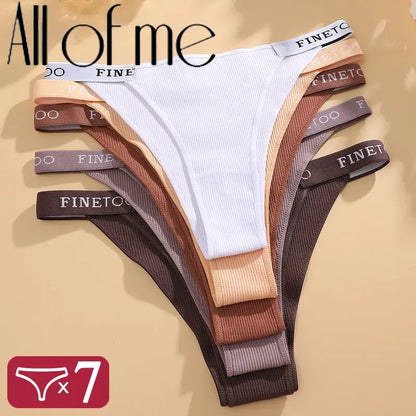 Lot de 7 culottes sexy en coton pour femme taille basse