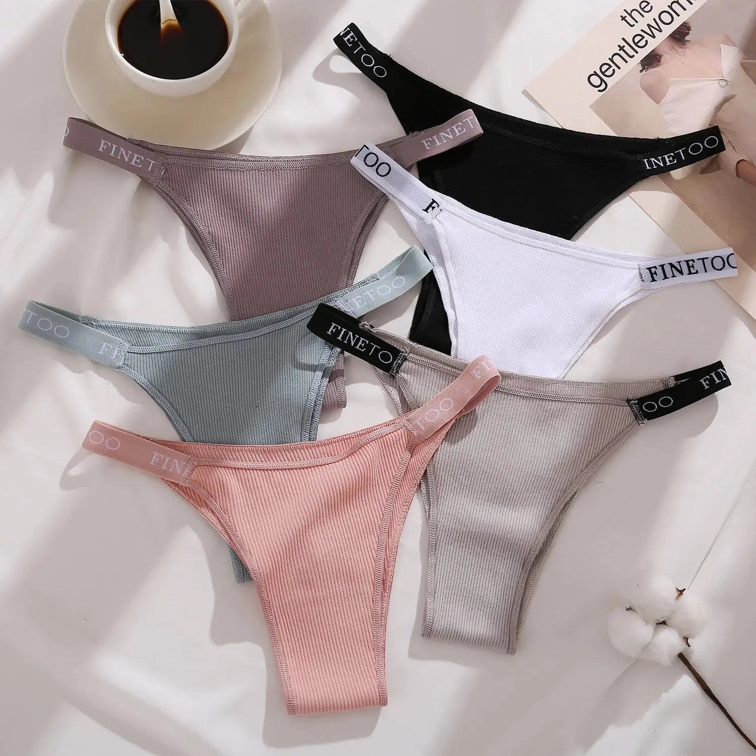 Lot de 7 culottes sexy en coton pour femme taille basse