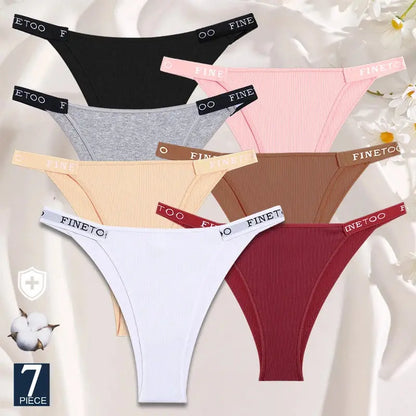 Lot de 7 culottes sexy en coton pour femme taille basse