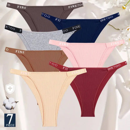 Lot de 7 culottes sexy en coton pour femme taille basse