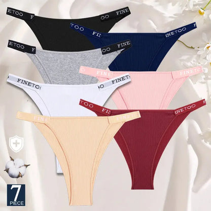 Lot de 7 culottes sexy en coton pour femme taille basse