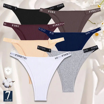 Lot de 7 culottes sexy en coton pour femme taille basse