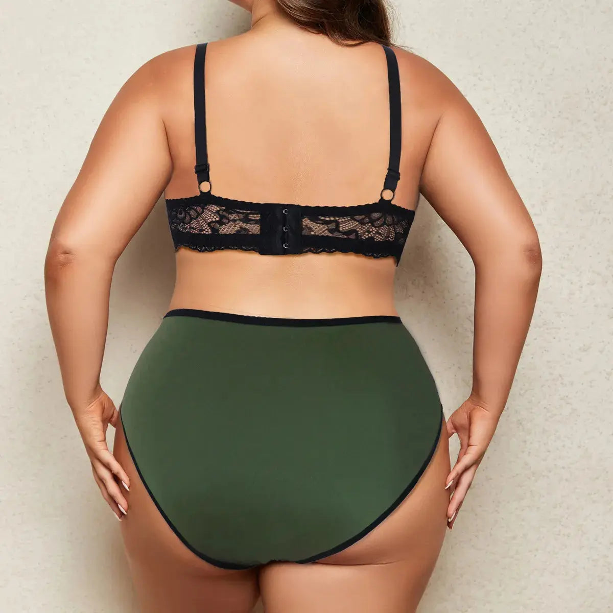 Ensemble soutien-gorge et culotte en dentelle fines couleur contrastée