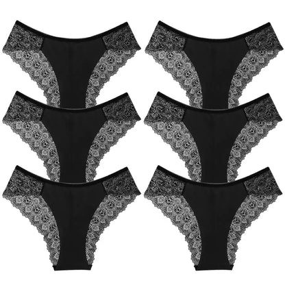 Lot de 6 slips en dentelles sexy pour femme repirante