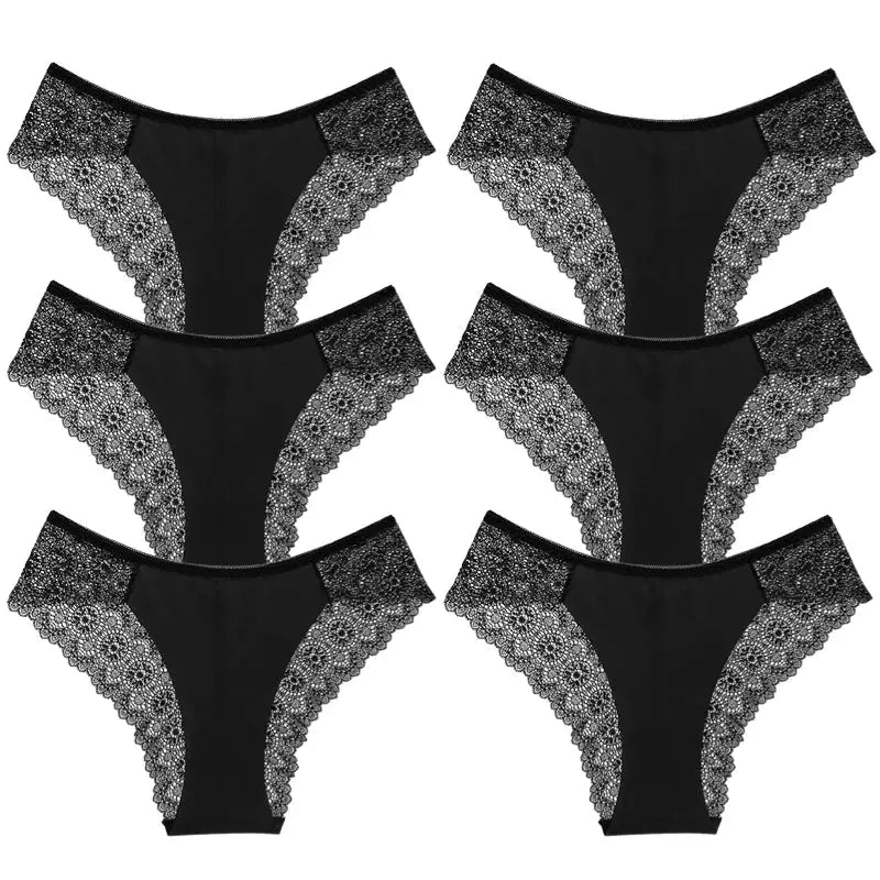 Lot de 6 slips en dentelles sexy pour femme repirante