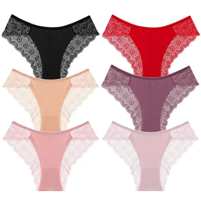 Lot de 6 slips en dentelles sexy pour femme repirante