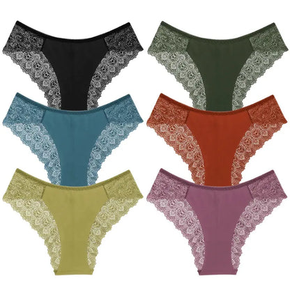 Lot de 6 slips en dentelles sexy pour femme repirante