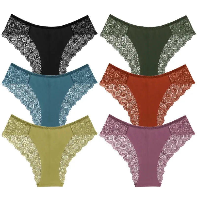 Lot de 6 slips en dentelles sexy pour femme repirante