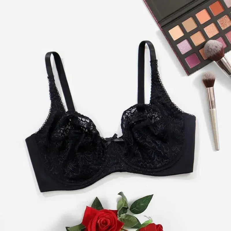 Soutien-gorge à armature couleur unie en dentelle floral