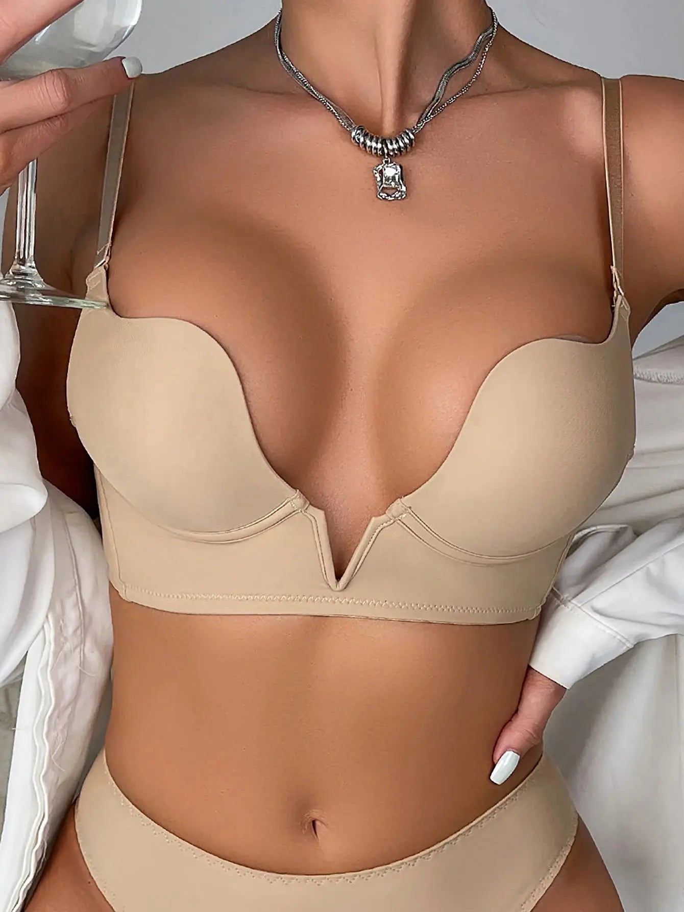 Soutien gorge push-up sexy en V profond pour femme