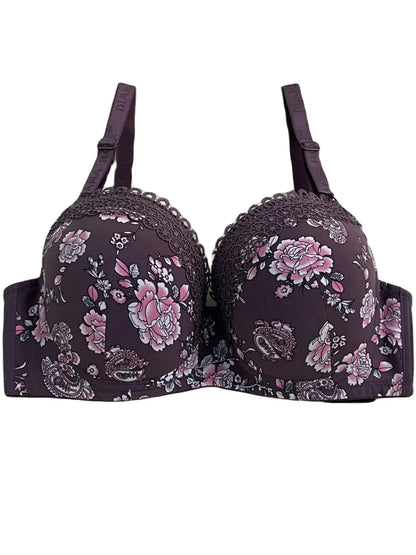 Soutien gorge avec anneau en acier bonnet D florale