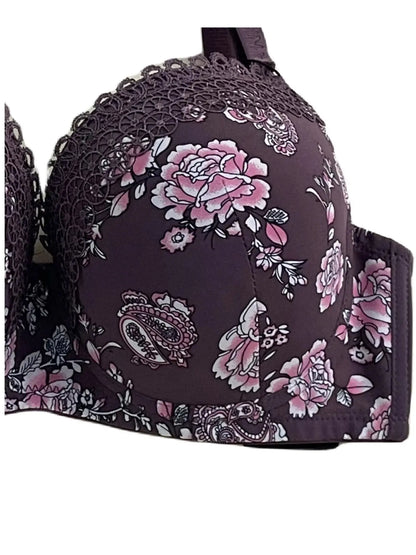 Soutien gorge avec anneau en acier bonnet D florale