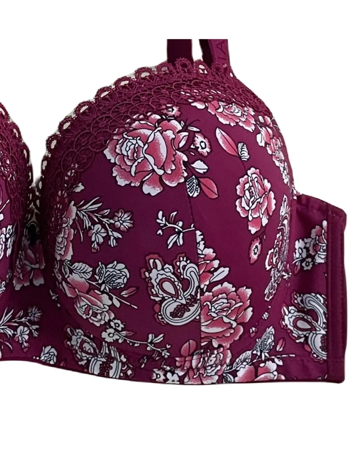 Soutien gorge avec anneau en acier bonnet D florale