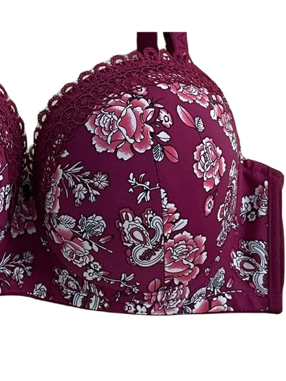 Soutien gorge avec anneau en acier bonnet D florale