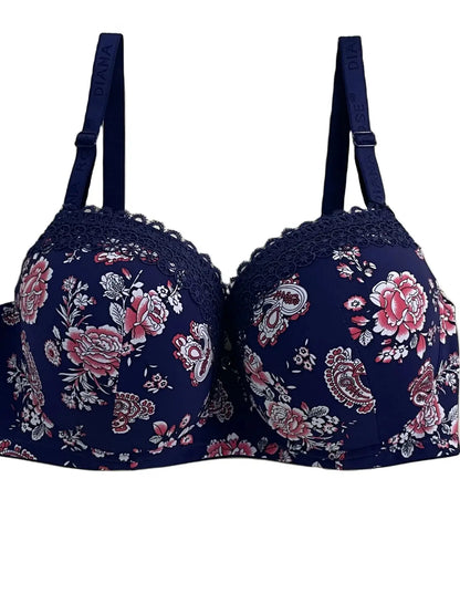 Soutien gorge avec anneau en acier bonnet D florale