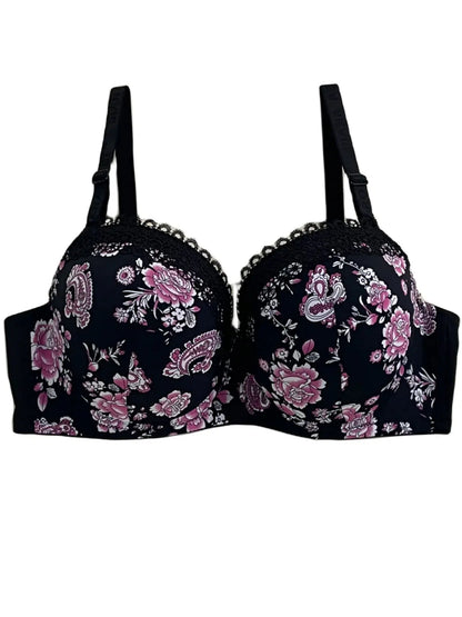 Soutien gorge avec anneau en acier bonnet D florale