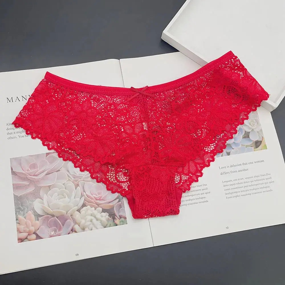 Moonflame 5 PCS Women Briefs Sexy Full Lace Panties Hollow Out Low-waist Female Shorts Soft Solid Color Breathable Underwear Boutique de Lingeries et Accessoires Annie