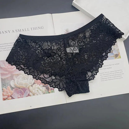 Moonflame 5 PCS Women Briefs Sexy Full Lace Panties Hollow Out Low-waist Female Shorts Soft Solid Color Breathable Underwear Boutique de Lingeries et Accessoires Annie