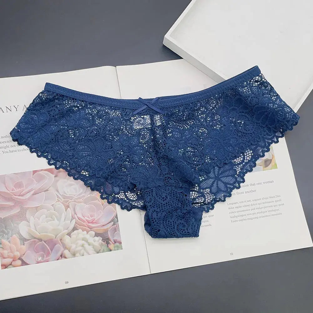 Moonflame 5 PCS Women Briefs Sexy Full Lace Panties Hollow Out Low-waist Female Shorts Soft Solid Color Breathable Underwear Boutique de Lingeries et Accessoires Annie