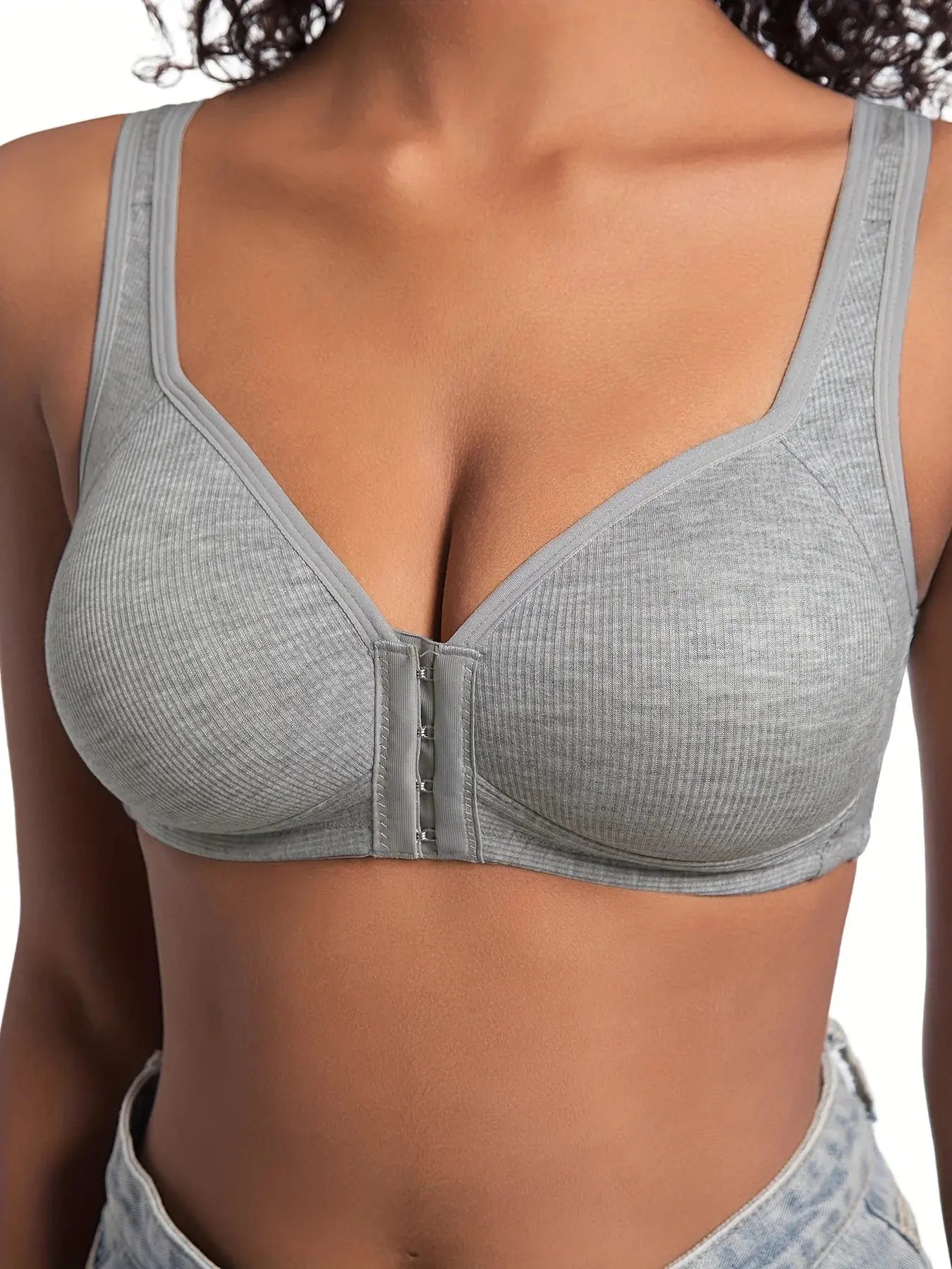 Soutien-gorge sans armatures couleur unie bonnets fixes