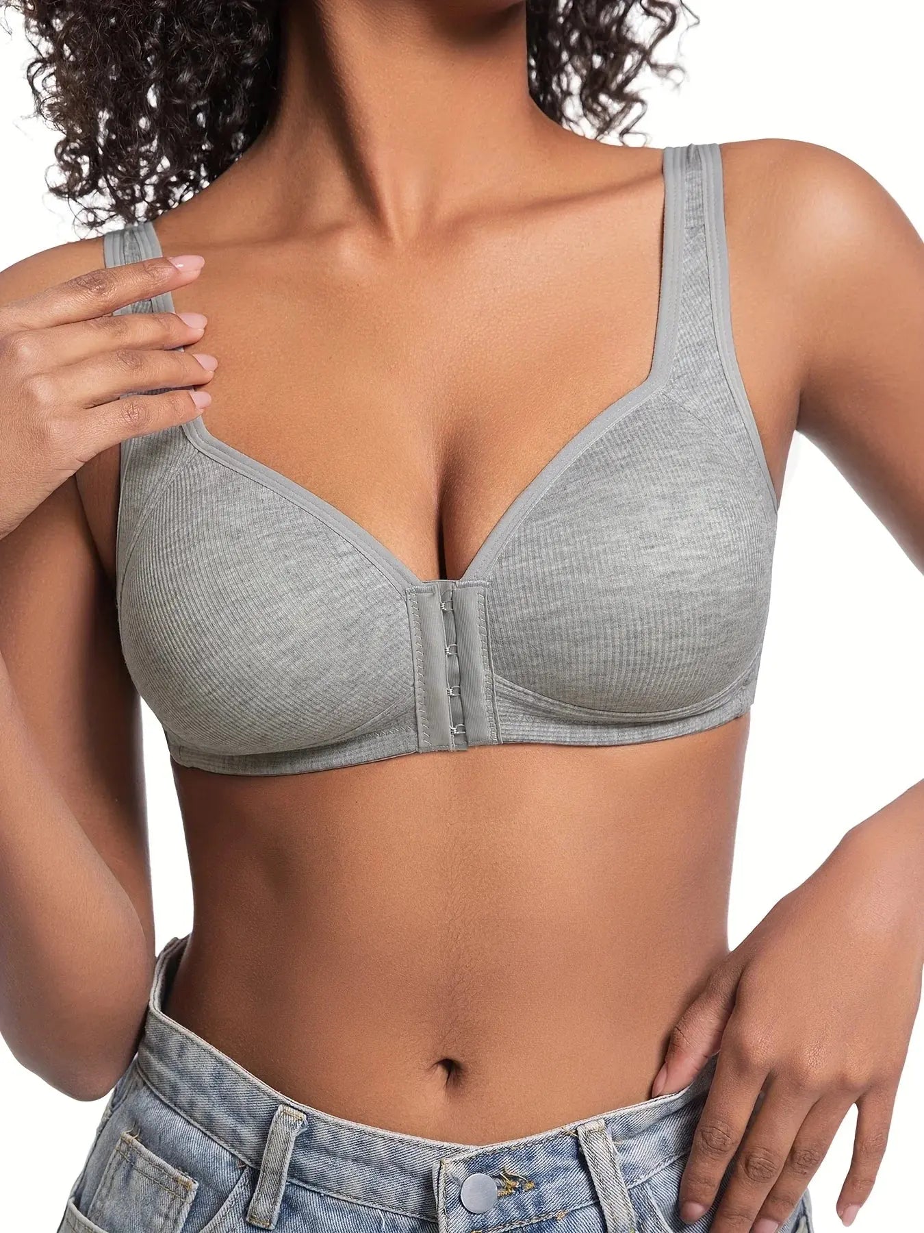 Soutien-gorge sans armatures couleur unie bonnets fixes