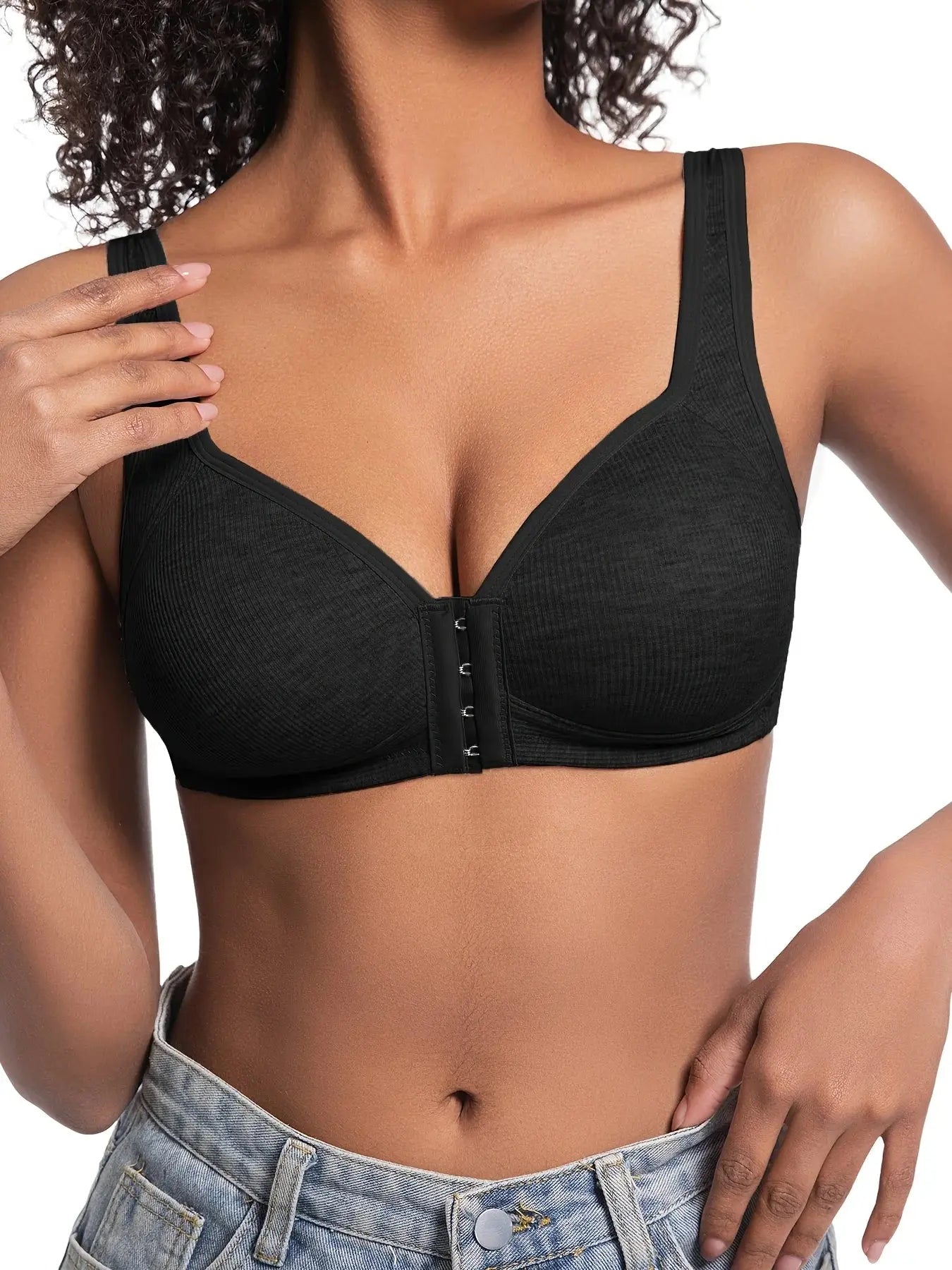 Soutien-gorge sans armatures couleur unie bonnets fixes