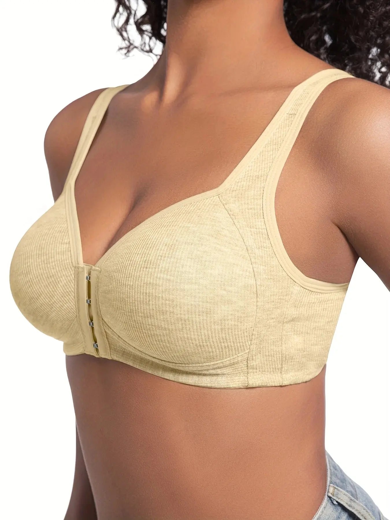Soutien-gorge sans armatures couleur unie bonnets fixes