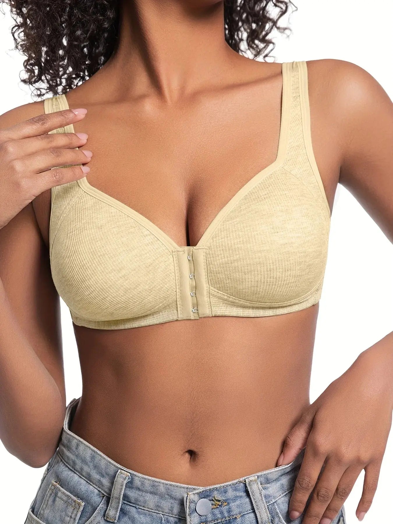 Soutien-gorge sans armatures couleur unie bonnets fixes