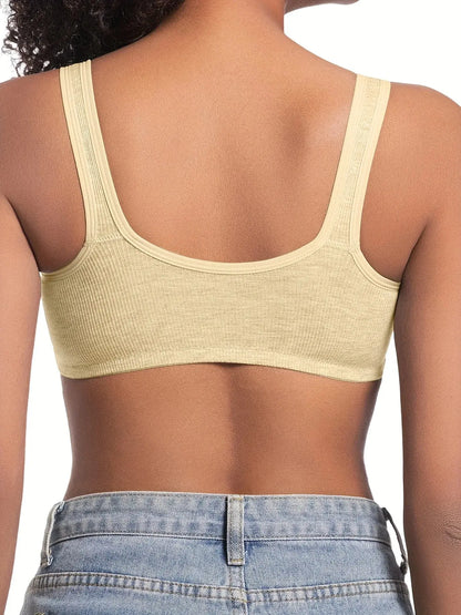 Soutien-gorge sans armatures couleur unie bonnets fixes