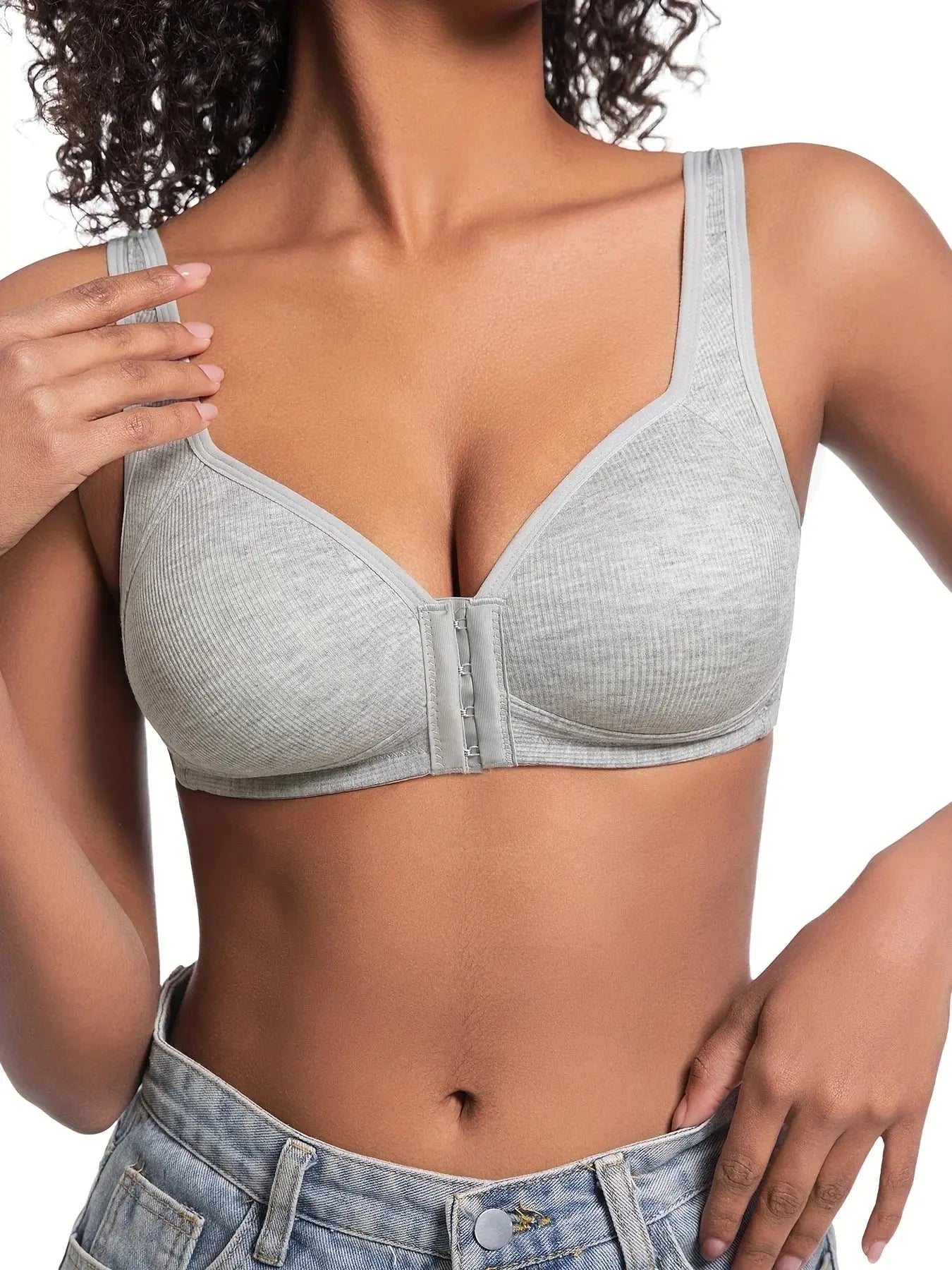 Soutien-gorge sans armatures couleur unie bonnets fixes