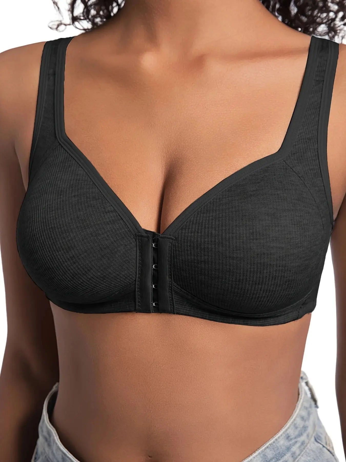 Soutien-gorge sans armatures couleur unie bonnets fixes