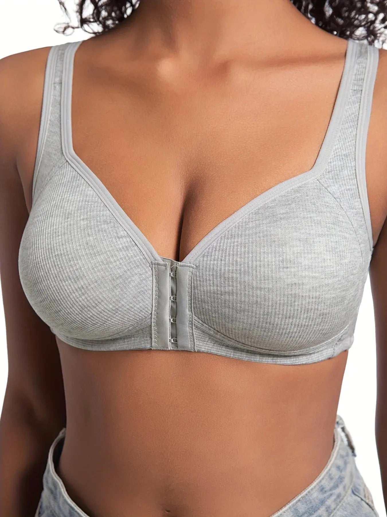 Soutien-gorge sans armatures couleur unie bonnets fixes