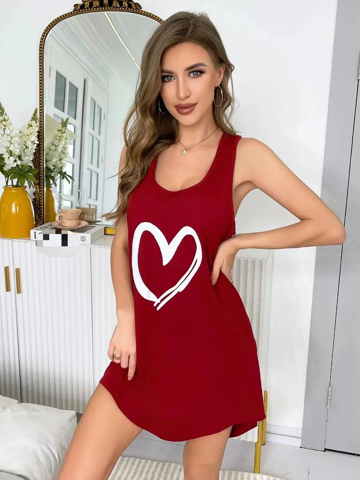 Chemise de nuit sans manches pour femmes