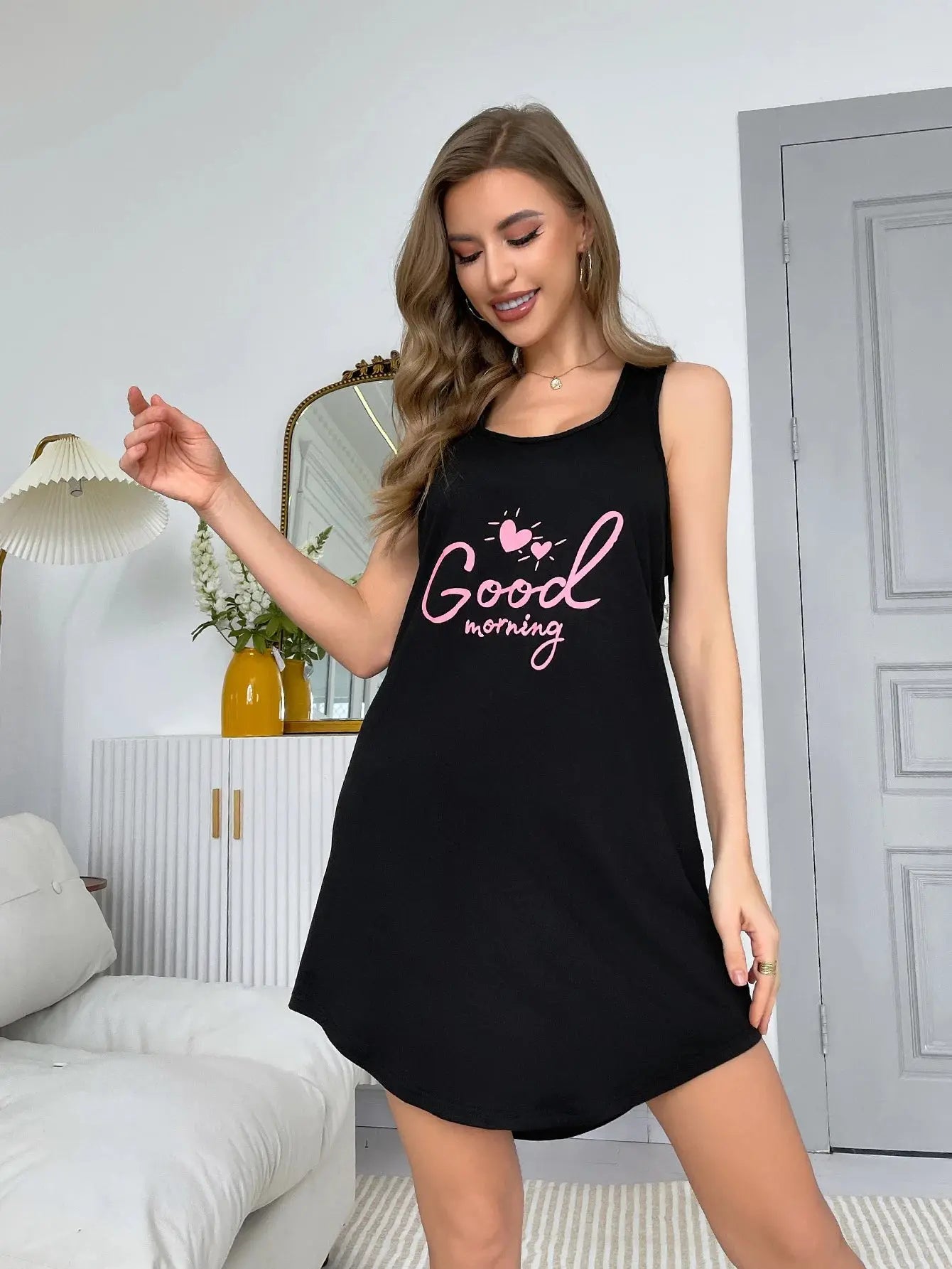 Chemise de nuit sans manches pour femmes