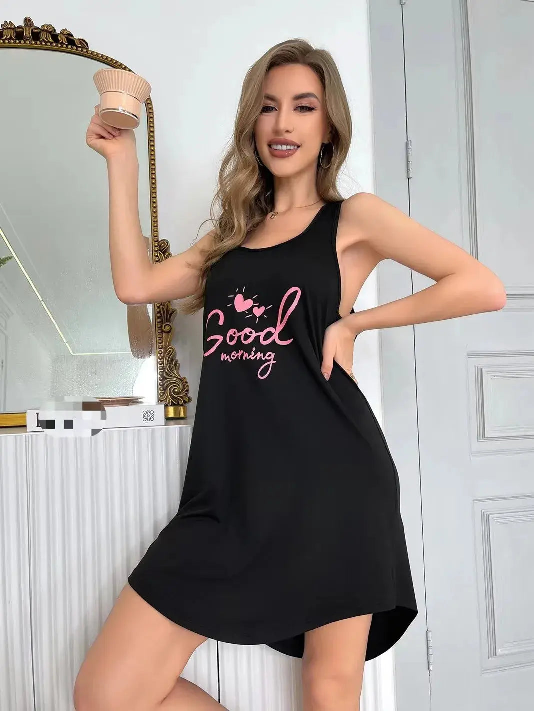 Chemise de nuit sans manches pour femmes